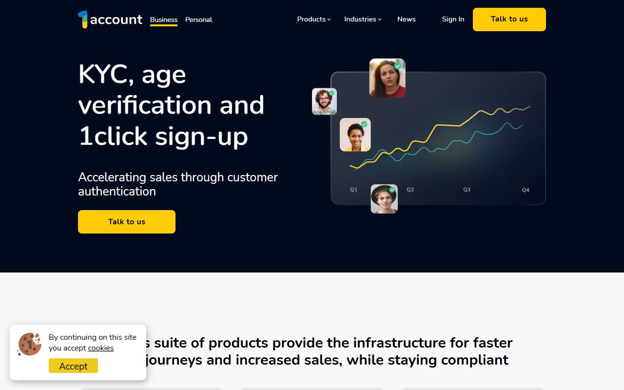 1account website screenshot