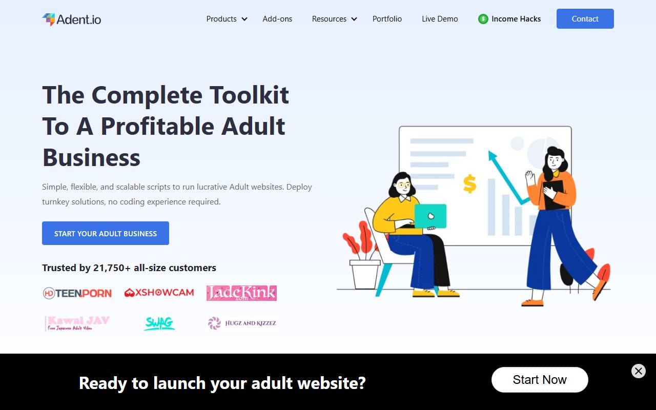 Adent.io website screenshot