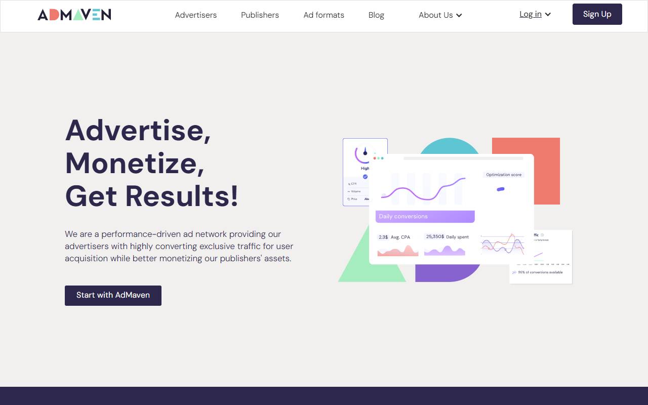 AdMaven website screenshot