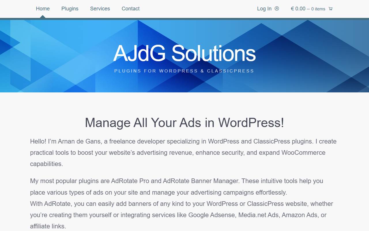 AdRotate Pro website screenshot