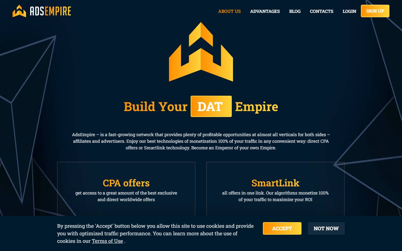 AdsEmpire website screenshot