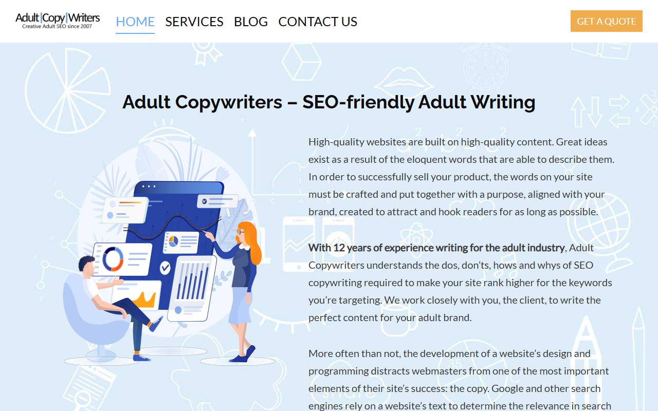 Adult Copywriters website screenshot
