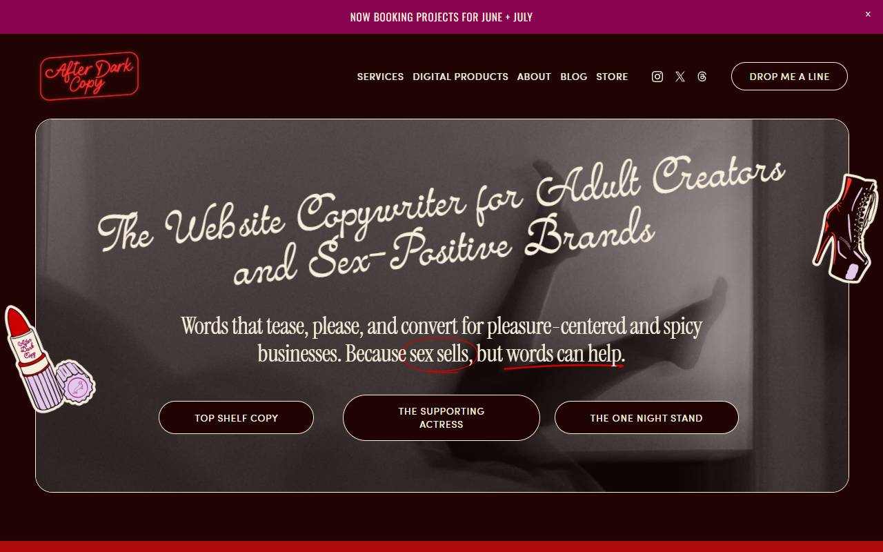 After Dark Copy website screenshot