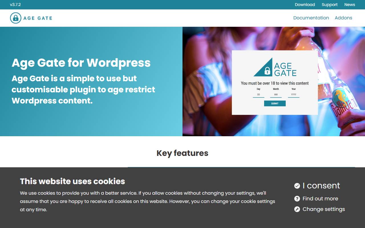 Age Gate website screenshot