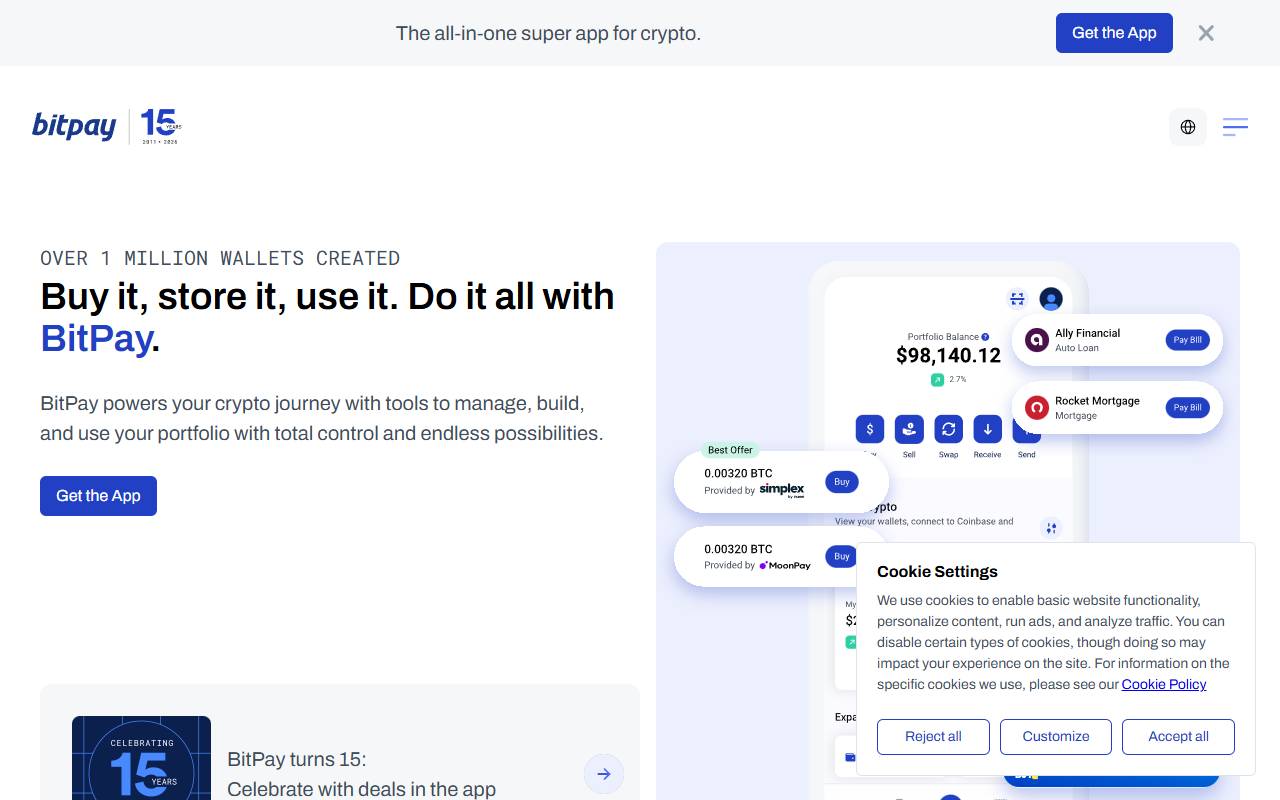 BitPay website screenshot