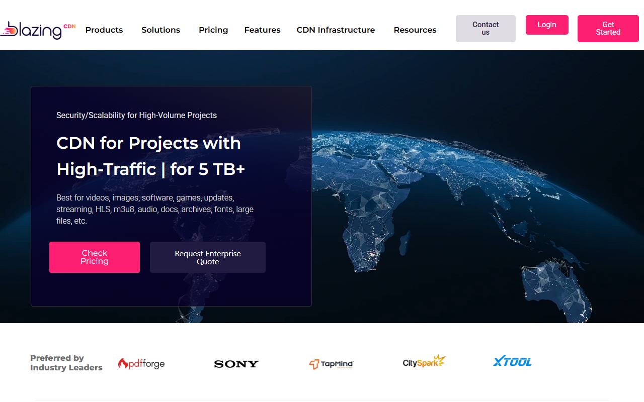 BlazingCDN website screenshot