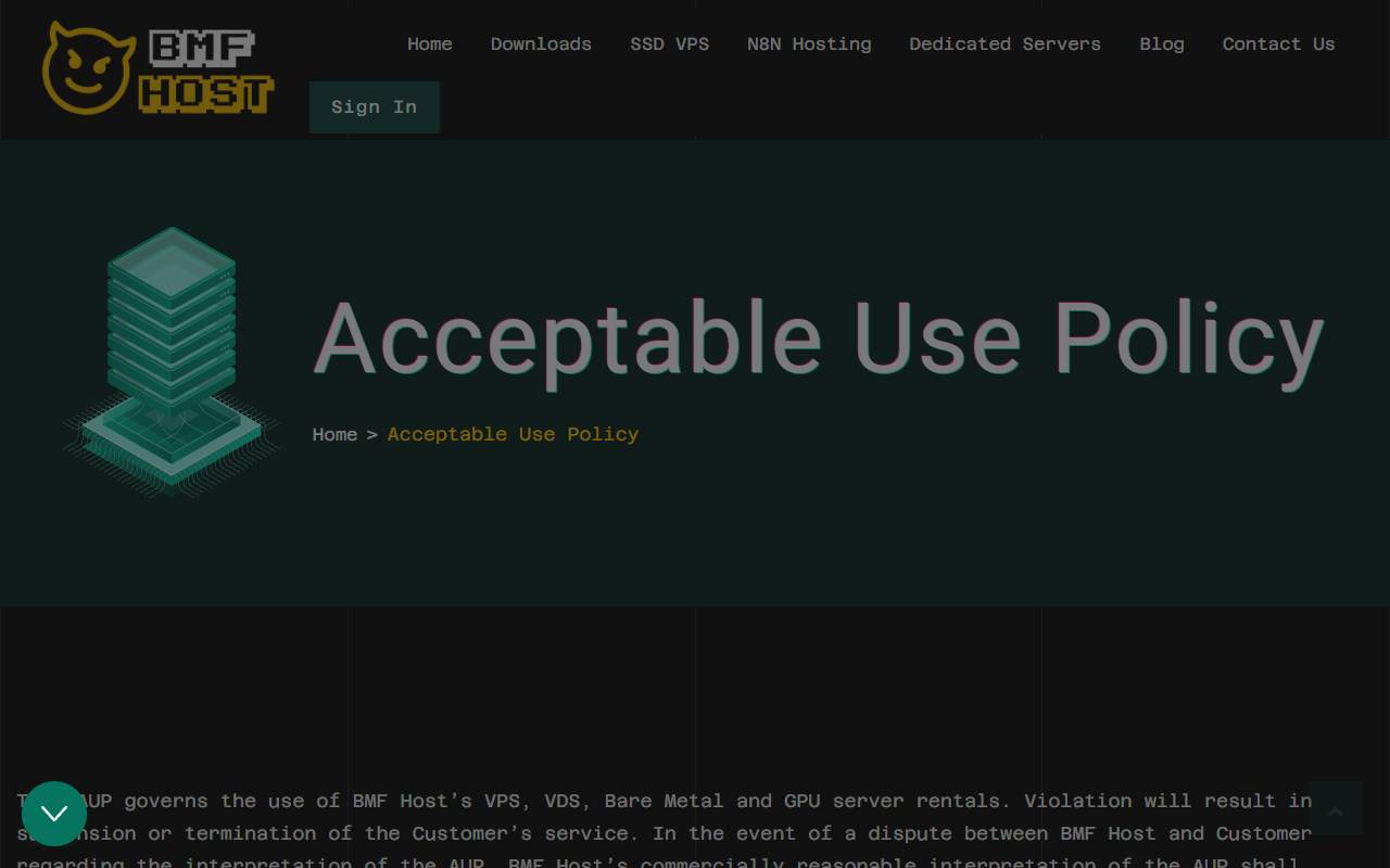 BMF Host website screenshot
