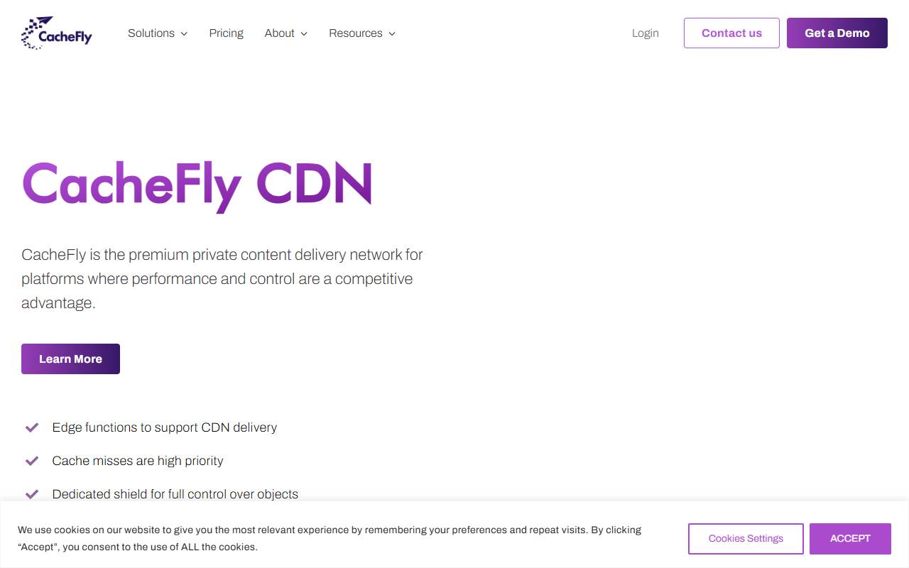 CacheFly website screenshot