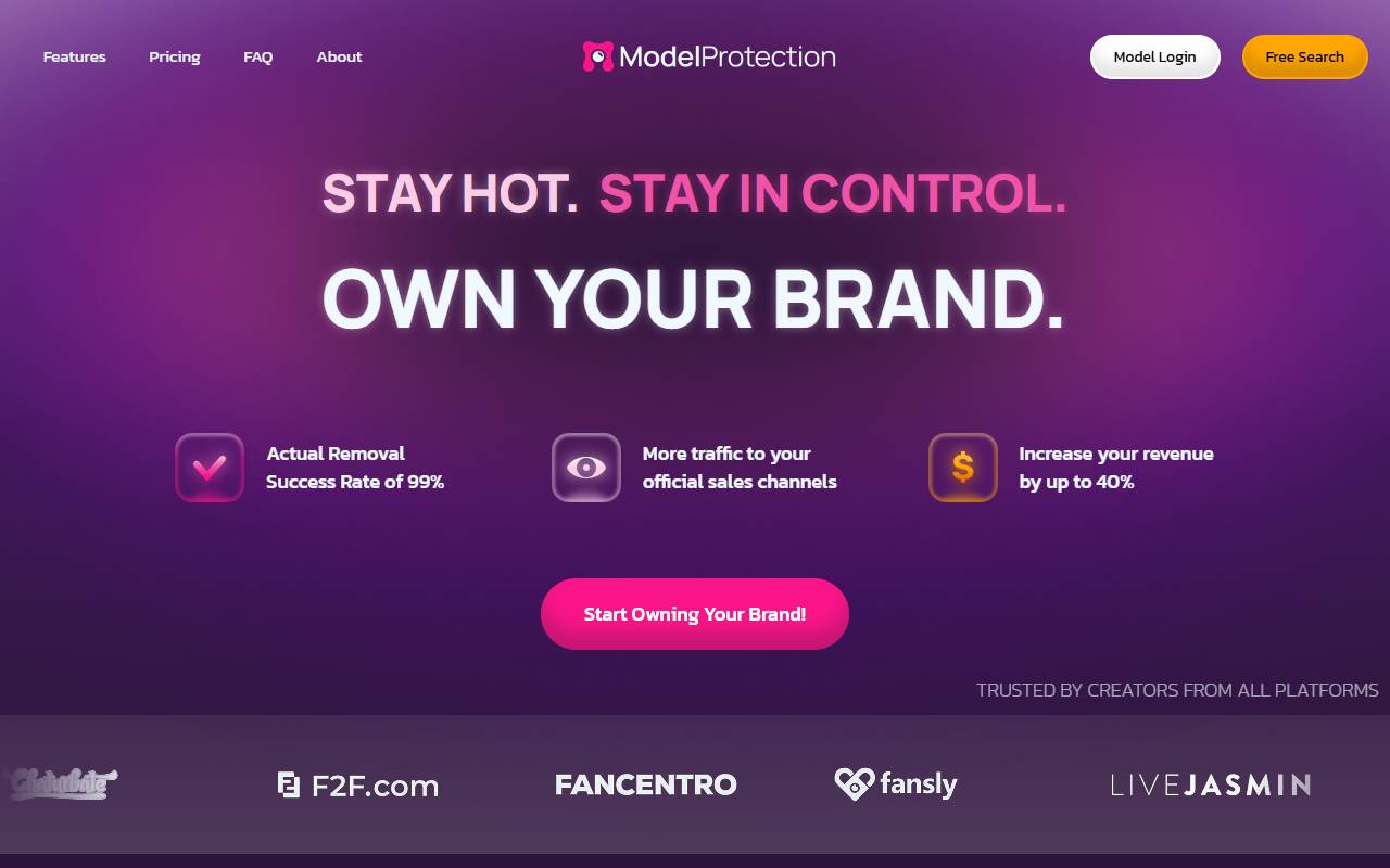 Cam Model Protection website screenshot