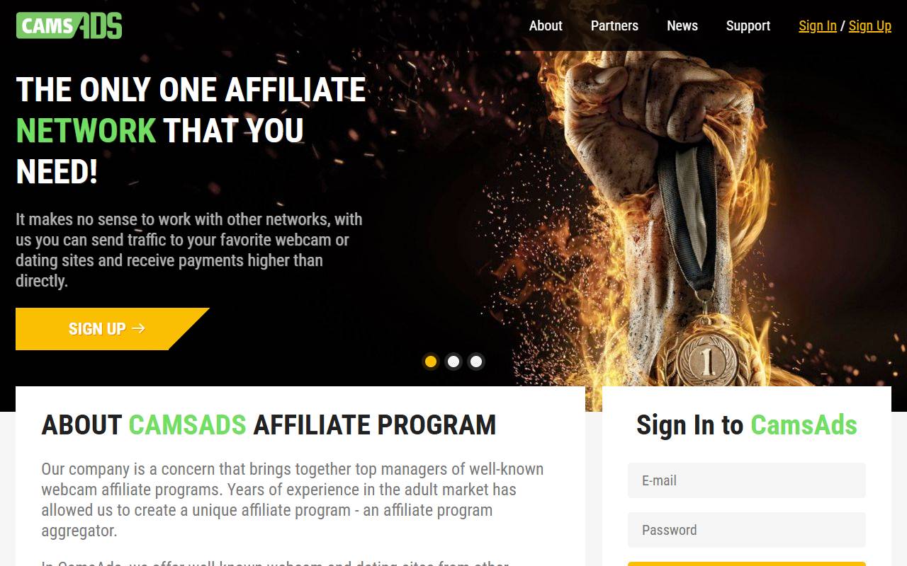 CamsAds website screenshot
