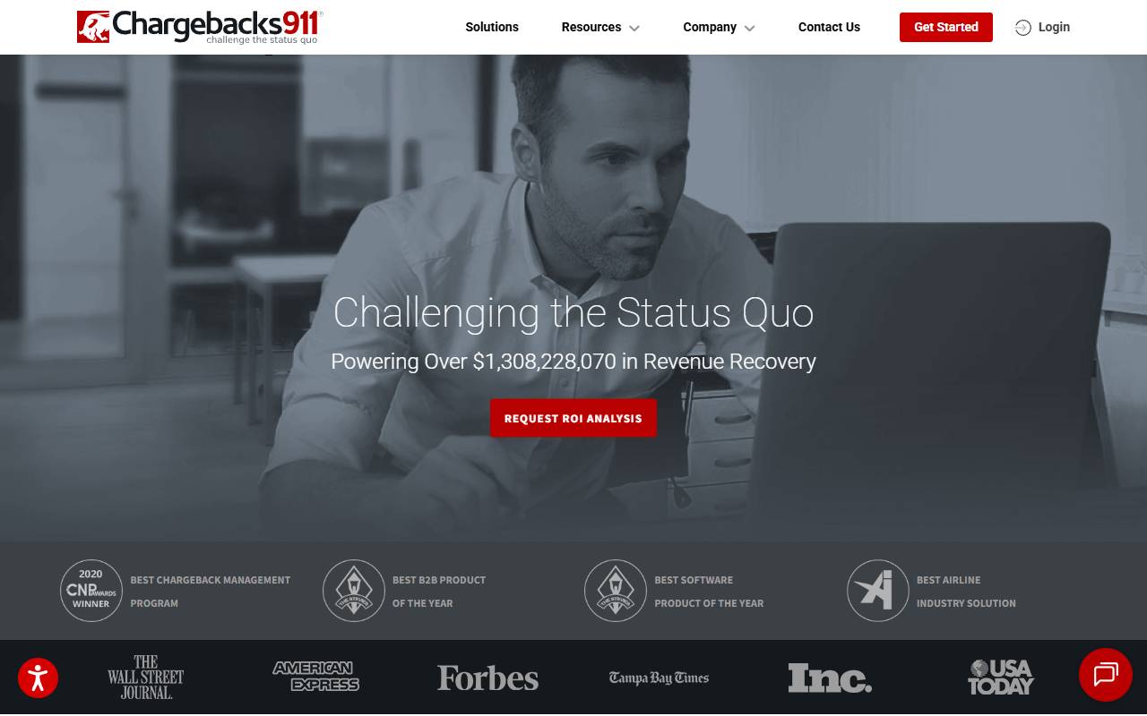 Chargebacks911 website screenshot