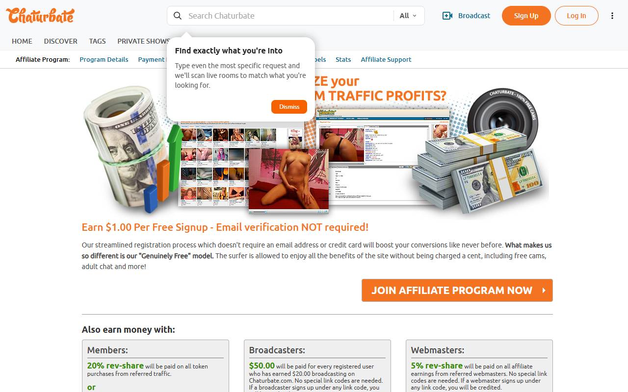 Chaturbate Affiliate Program website screenshot