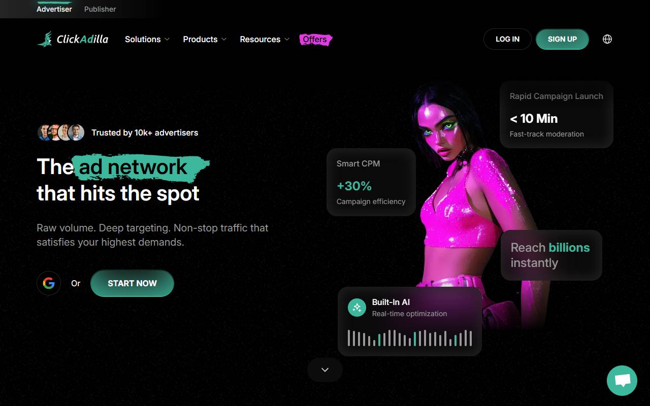ClickAdilla website screenshot