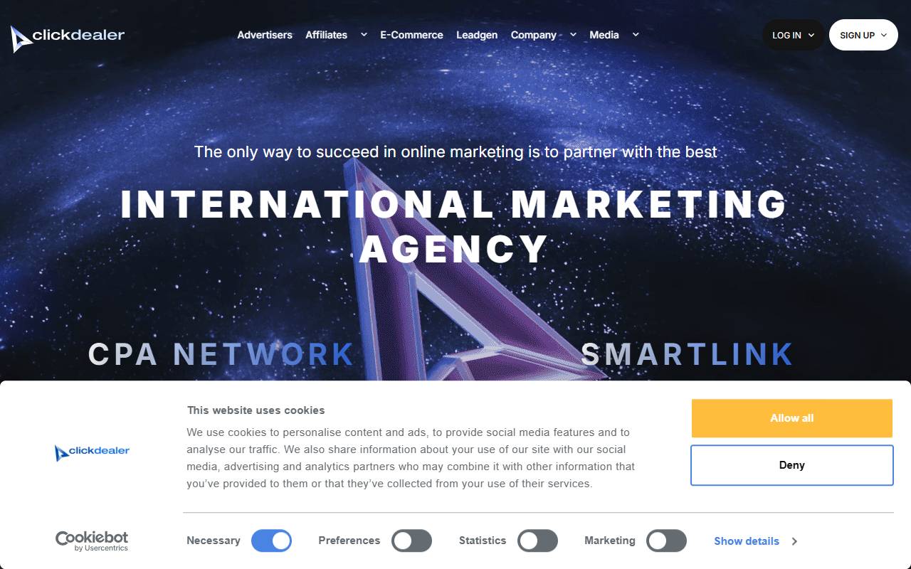 ClickDealer website screenshot