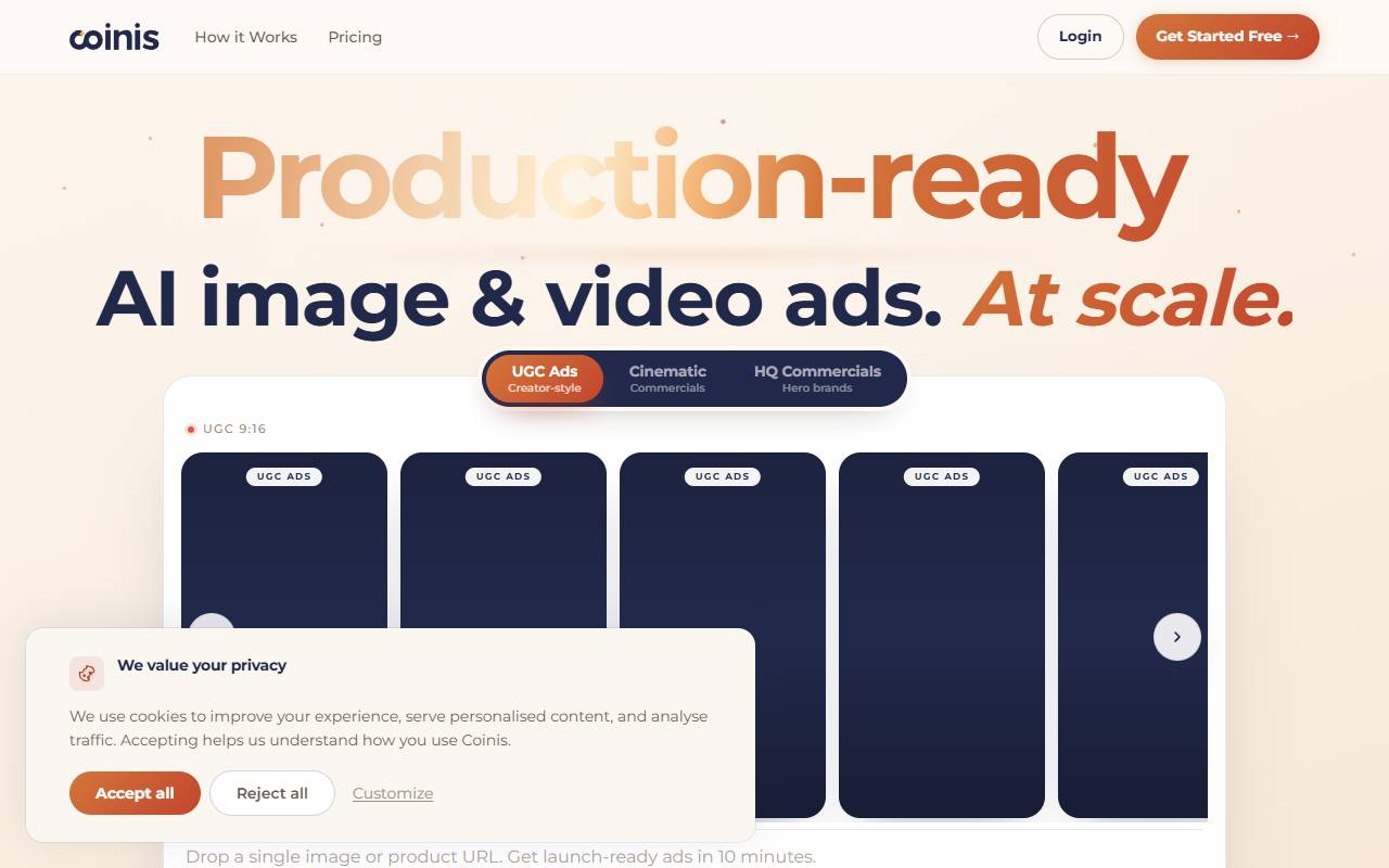 Coinis website screenshot