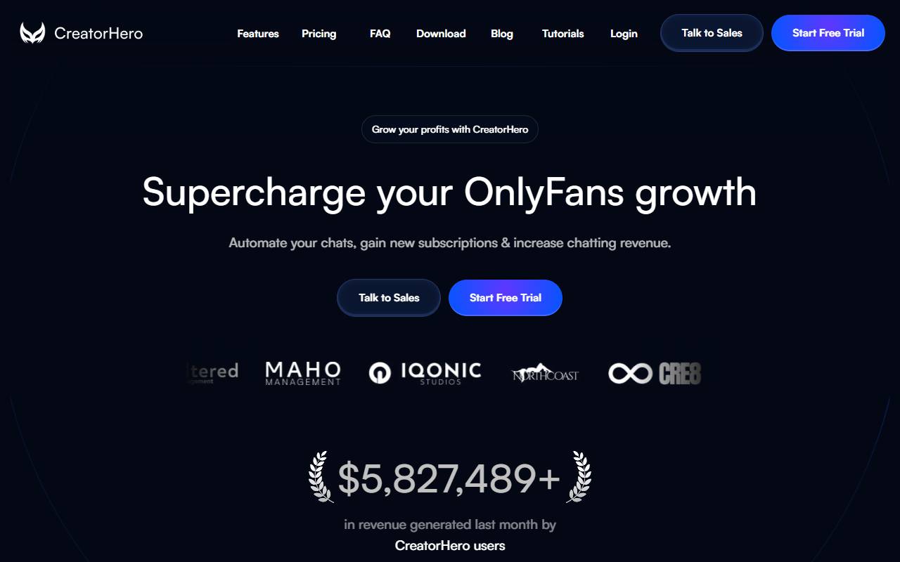 CreatorHero website screenshot