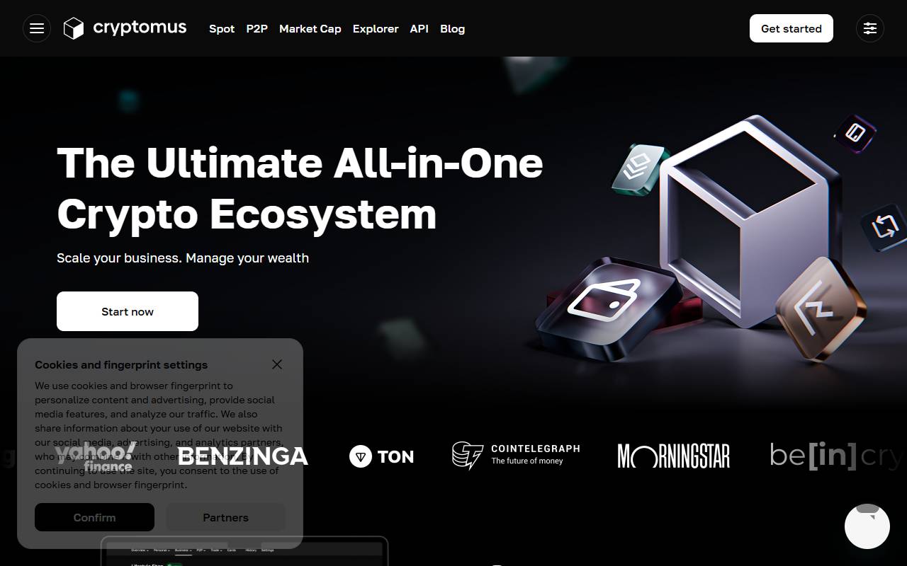 Cryptomus website screenshot
