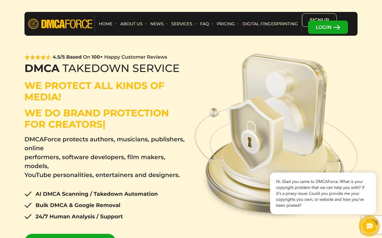 DMCA Force website screenshot