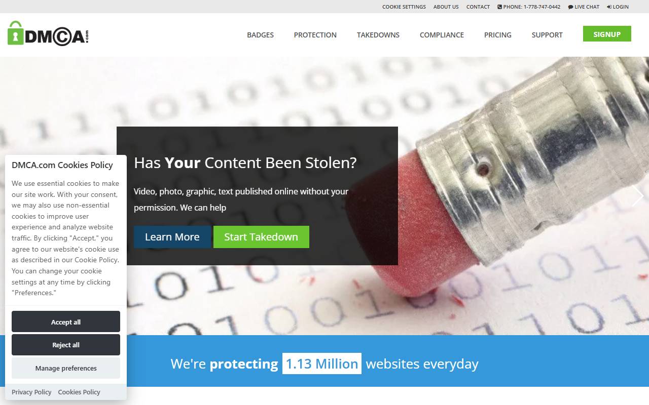 DMCA.com website screenshot