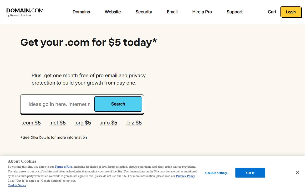 Domain.com website screenshot