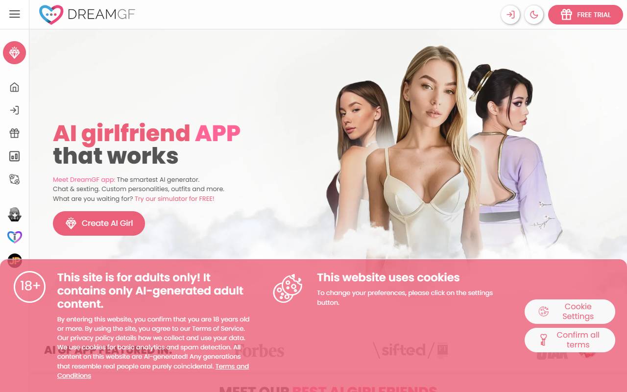 DreamGF website screenshot