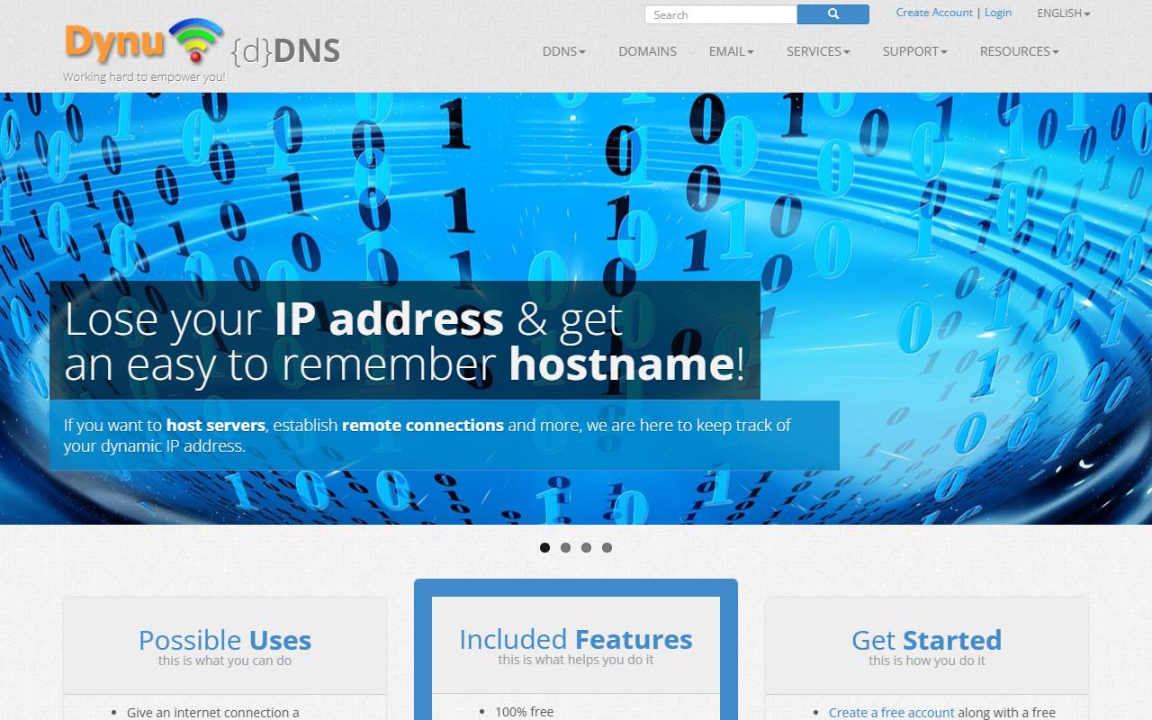 Dynu website screenshot