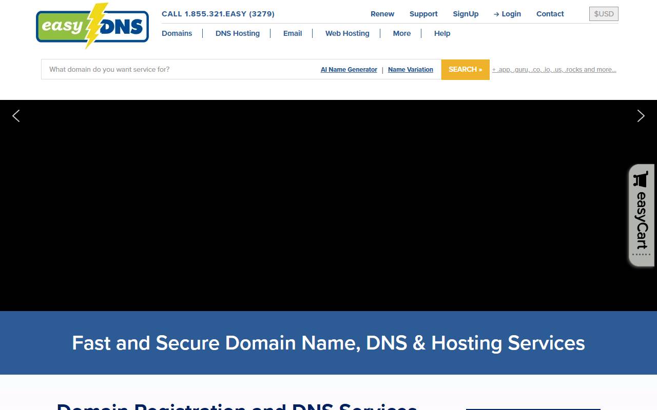 EasyDNS website screenshot