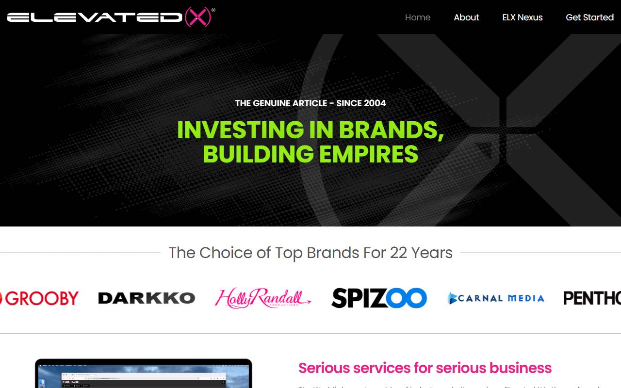 Elevated X website screenshot