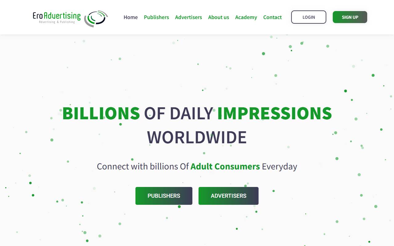 EroAdvertising website screenshot