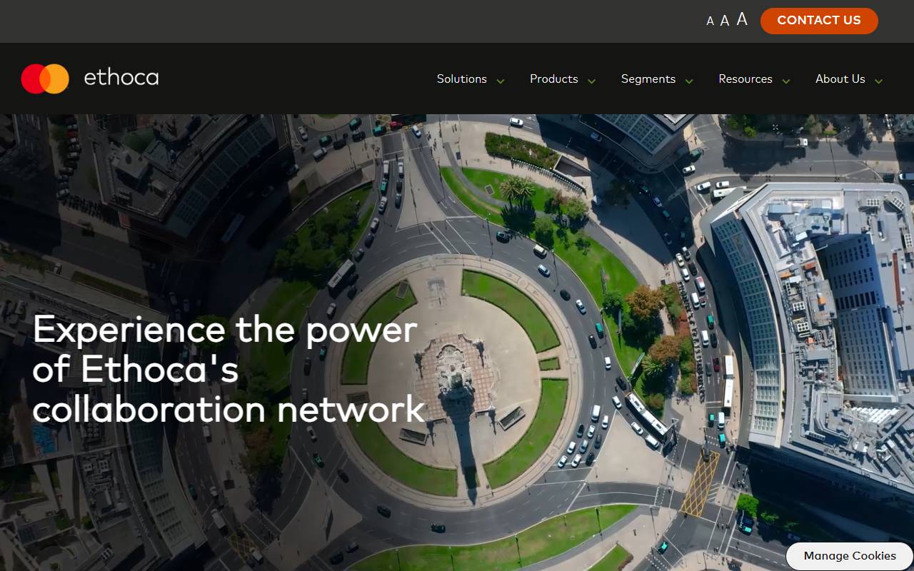 Ethoca website screenshot