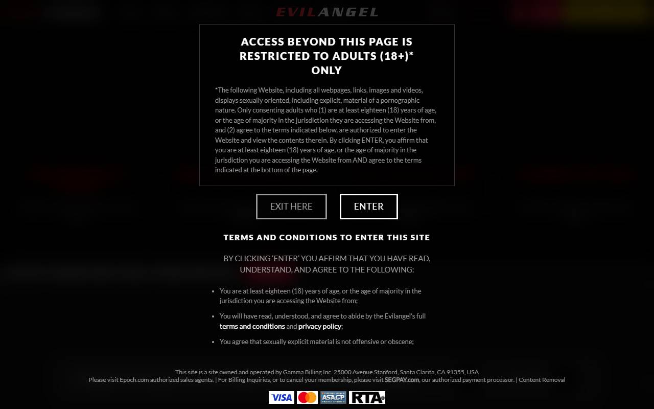 Evil Angel website screenshot