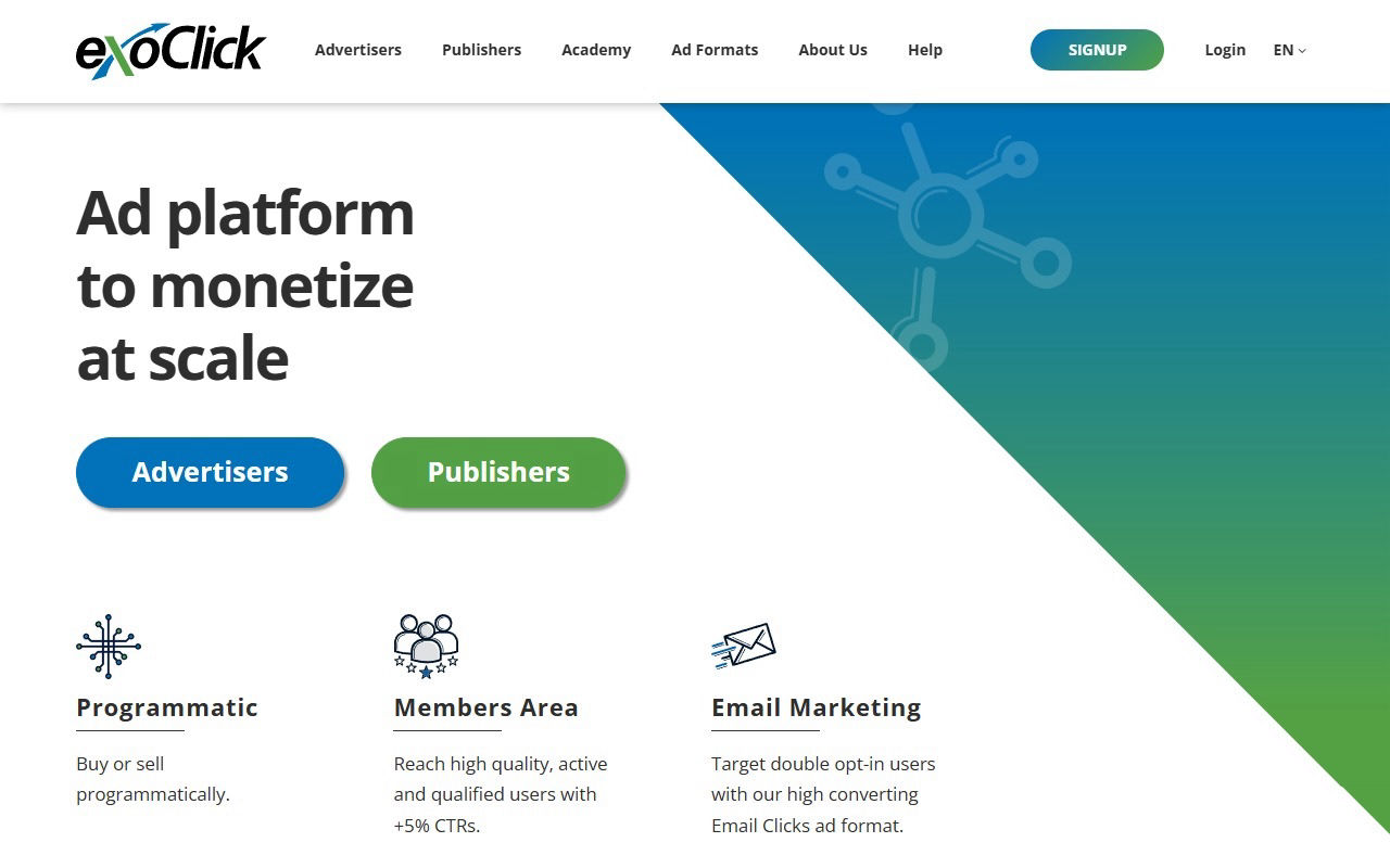 ExoClick website screenshot