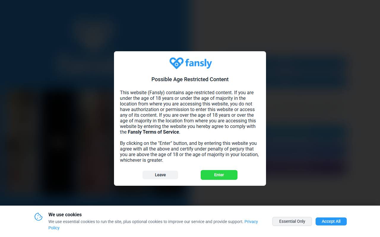 Fansly website screenshot