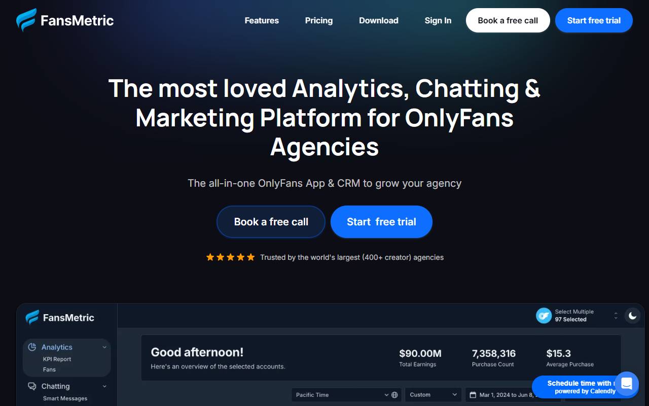 FansMetric website screenshot