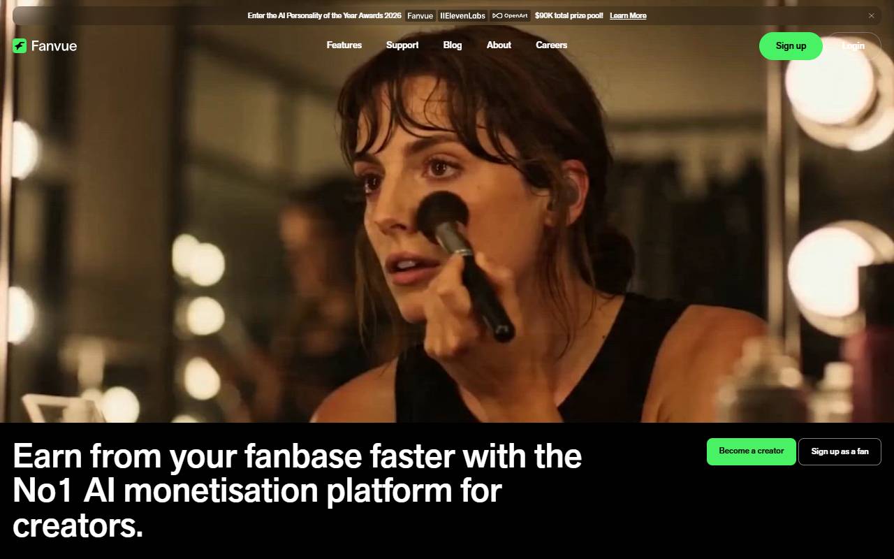 Fanvue website screenshot