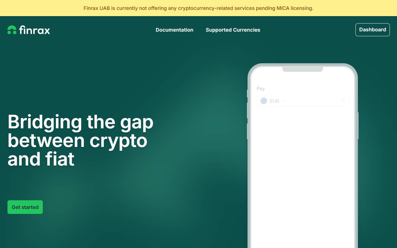 Finrax website screenshot