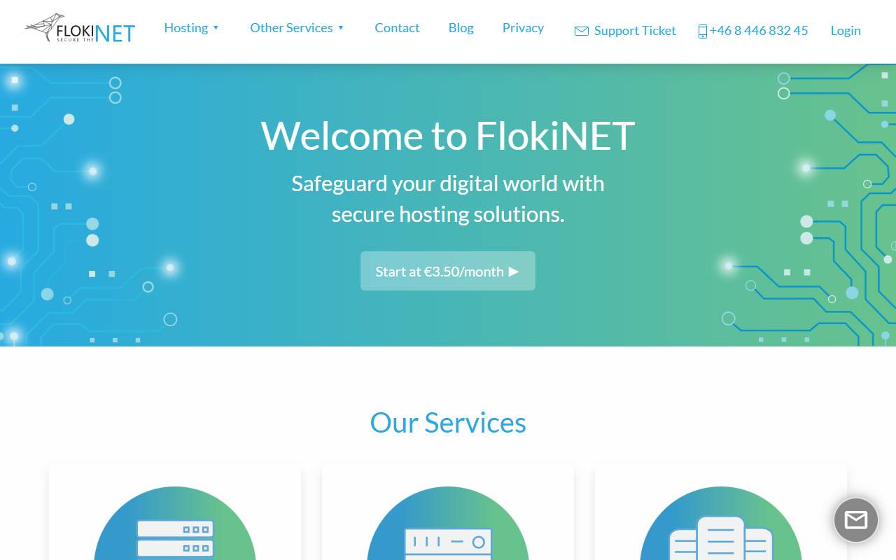 FlokiNET website screenshot