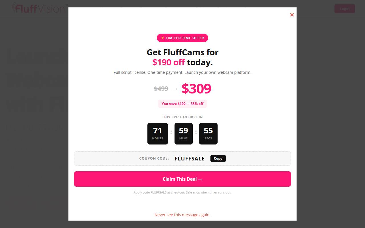 FluffCams website screenshot