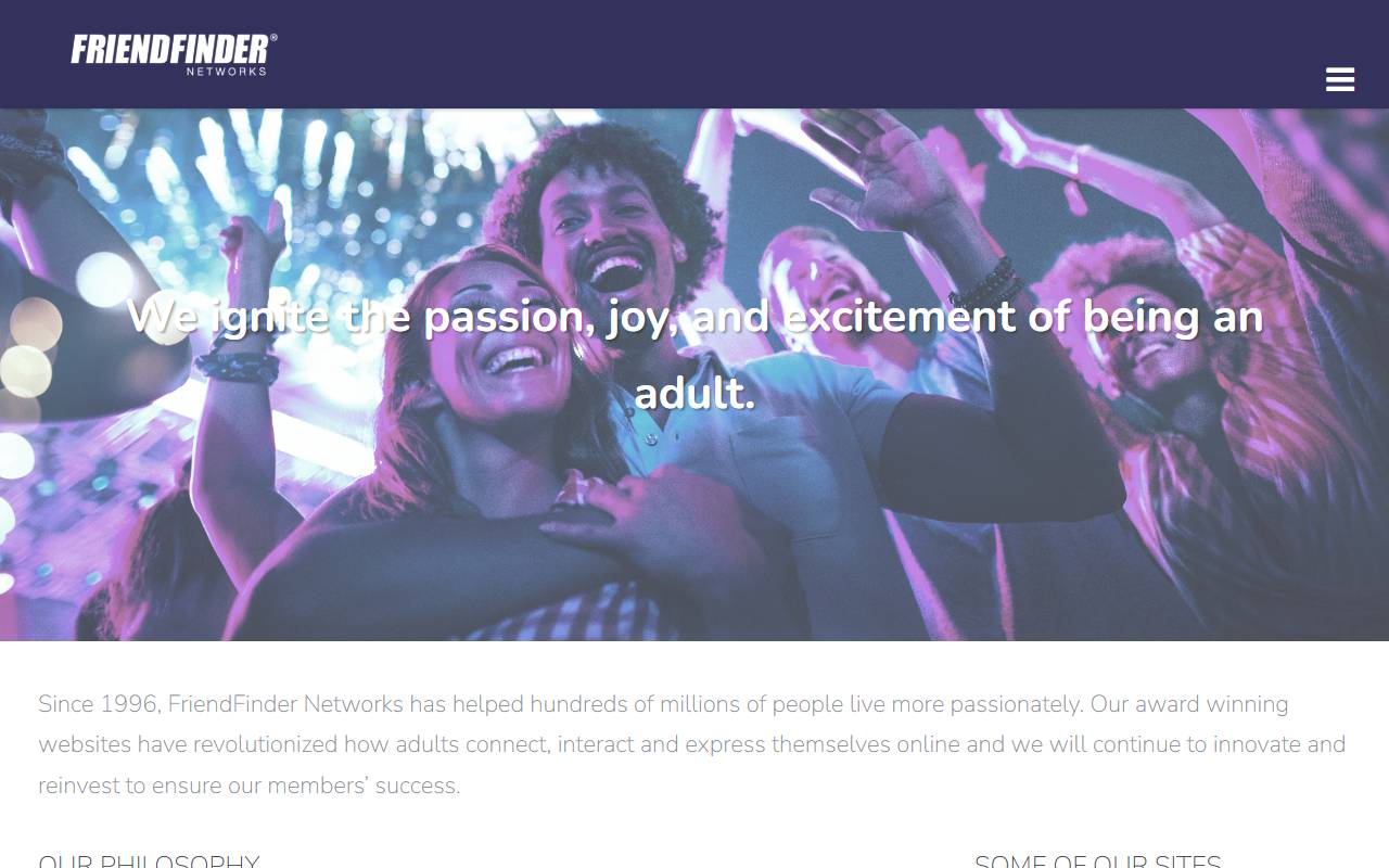 FriendFinder Networks website screenshot