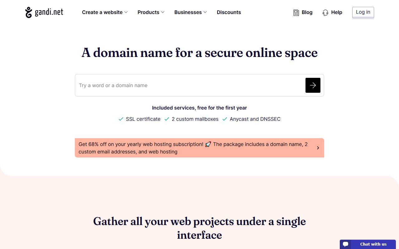 Gandi website screenshot