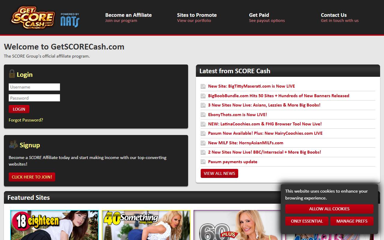 GetSCORECash website screenshot