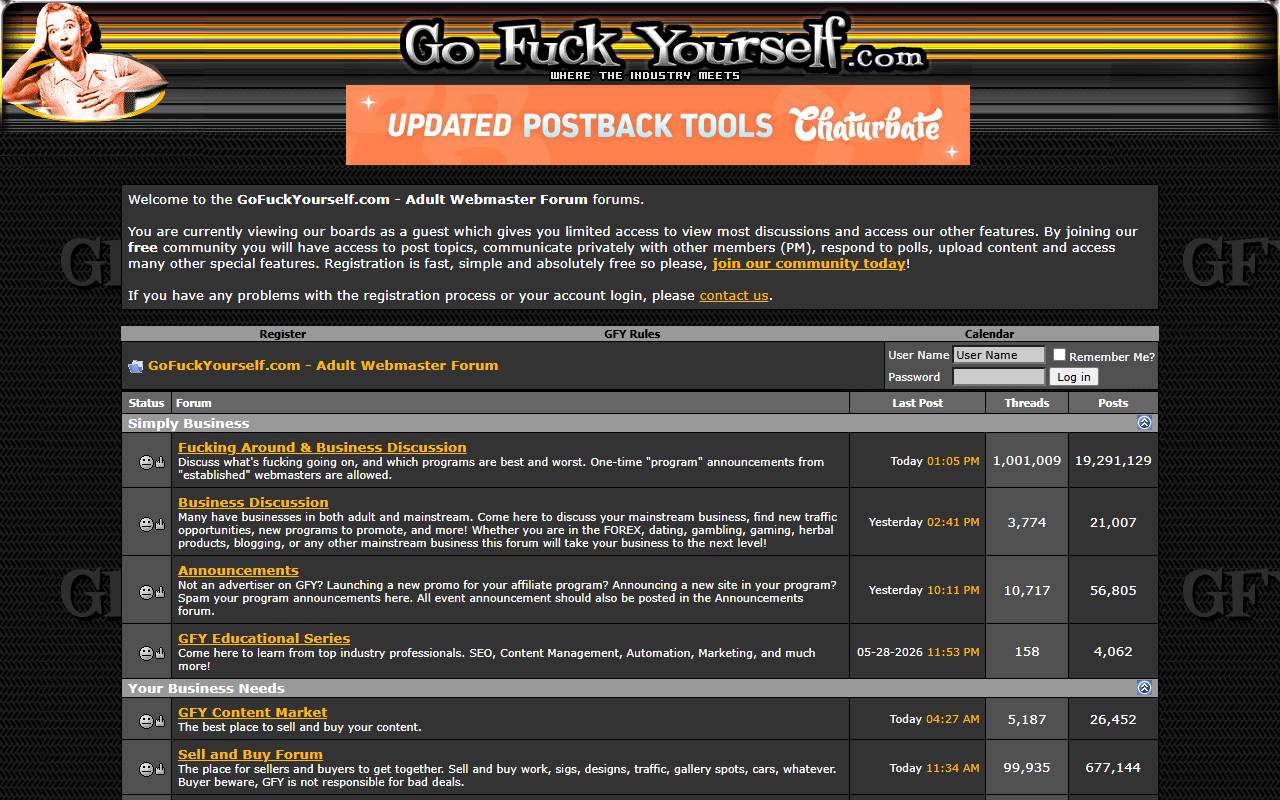 GFY (GoFuckYourself) website screenshot