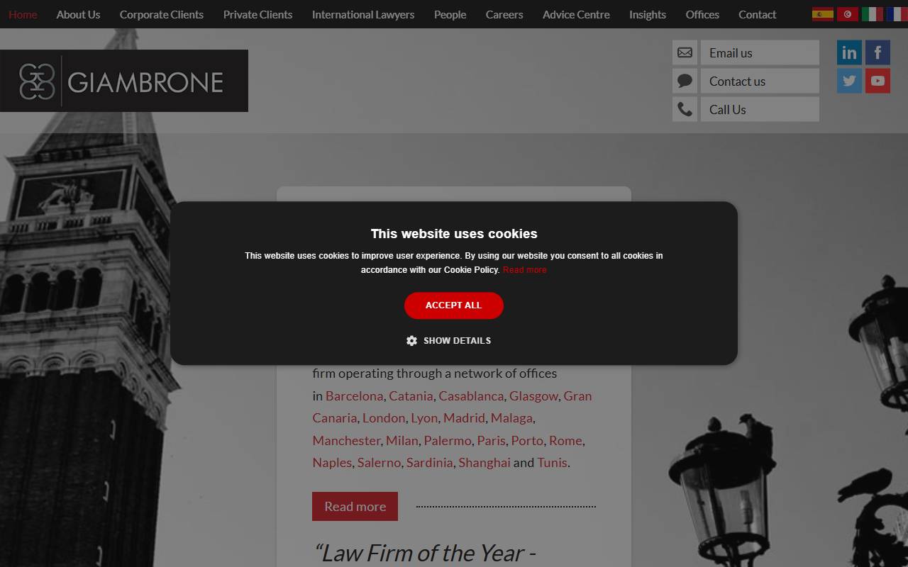 Giambrone & Partners website screenshot