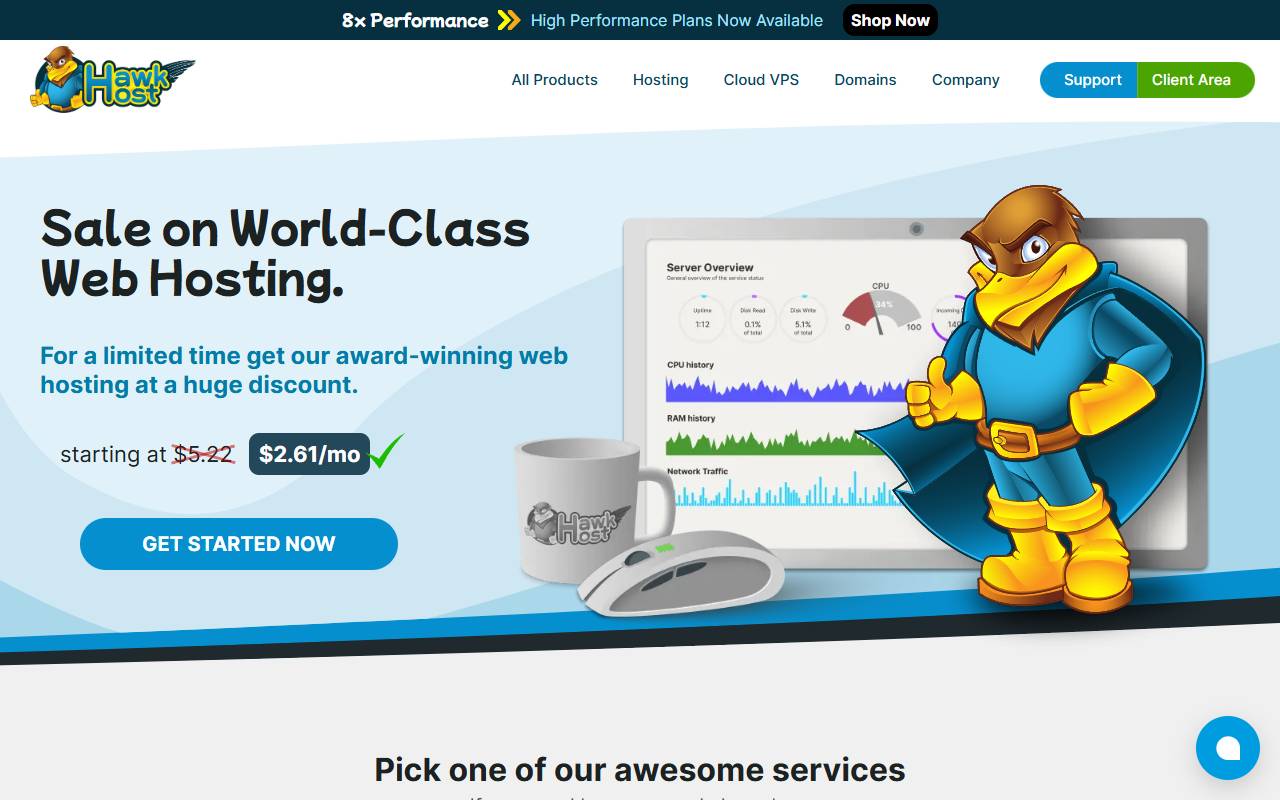 Hawk Host website screenshot