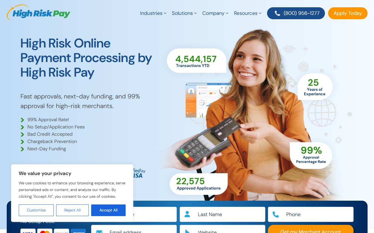 HighRiskPay website screenshot