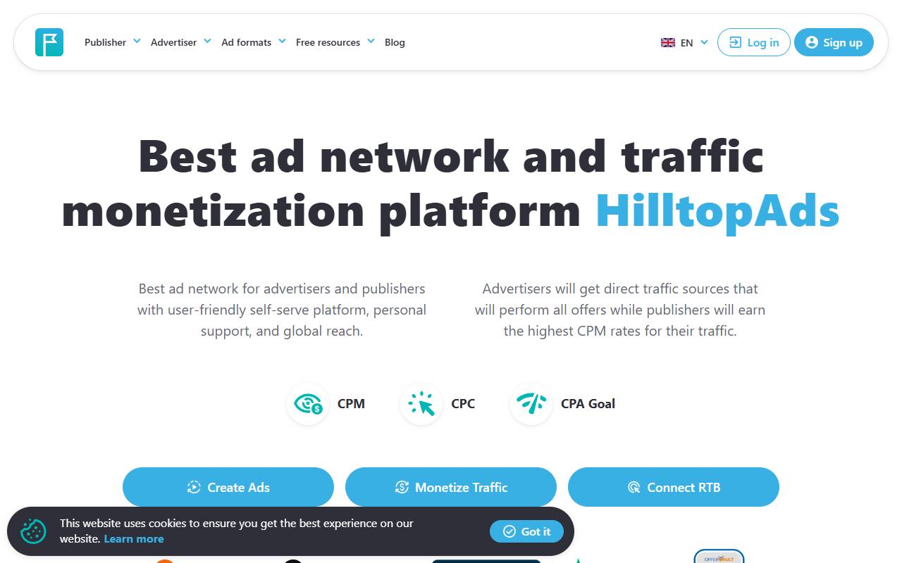 HilltopAds website screenshot