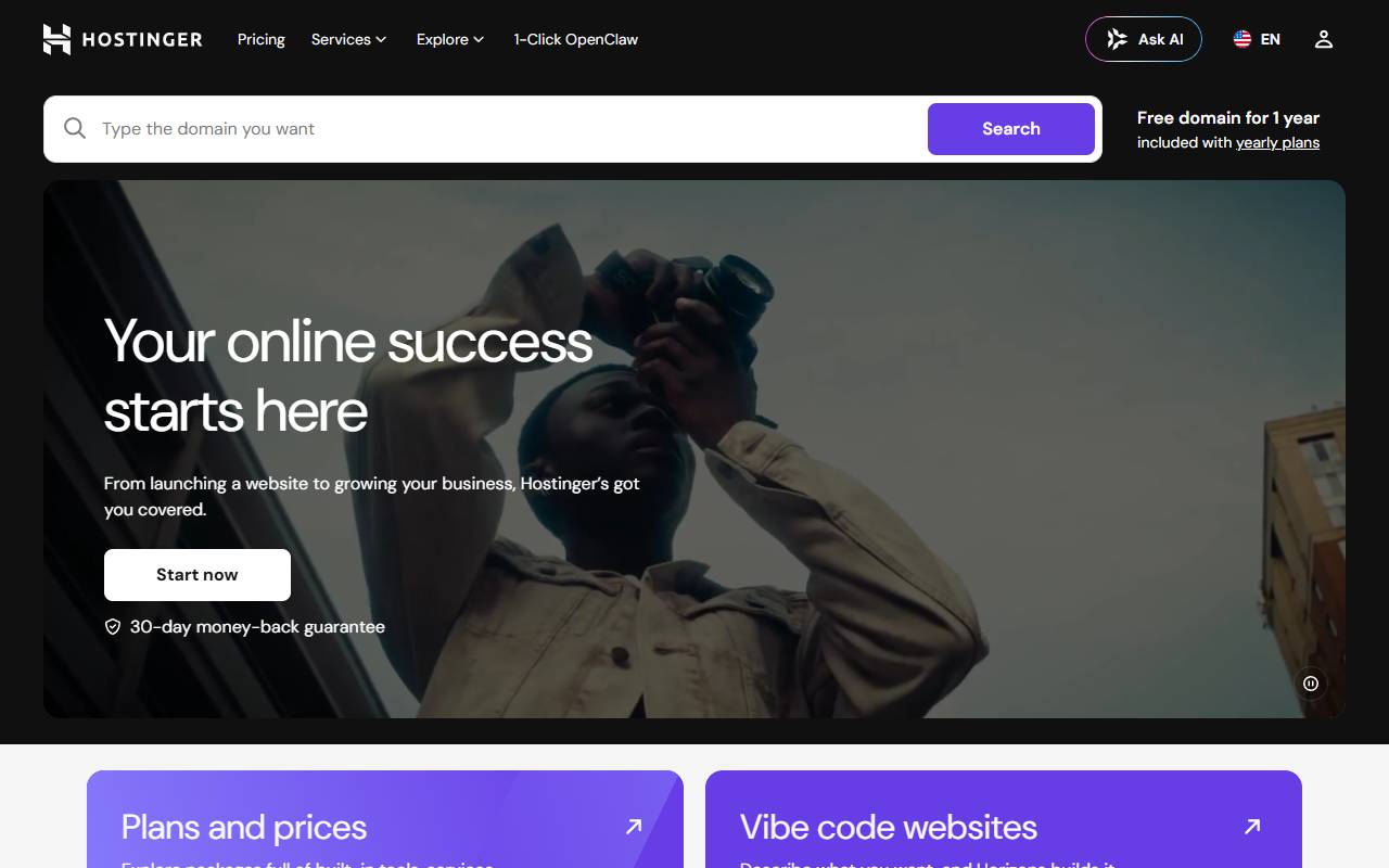 Hostinger website screenshot