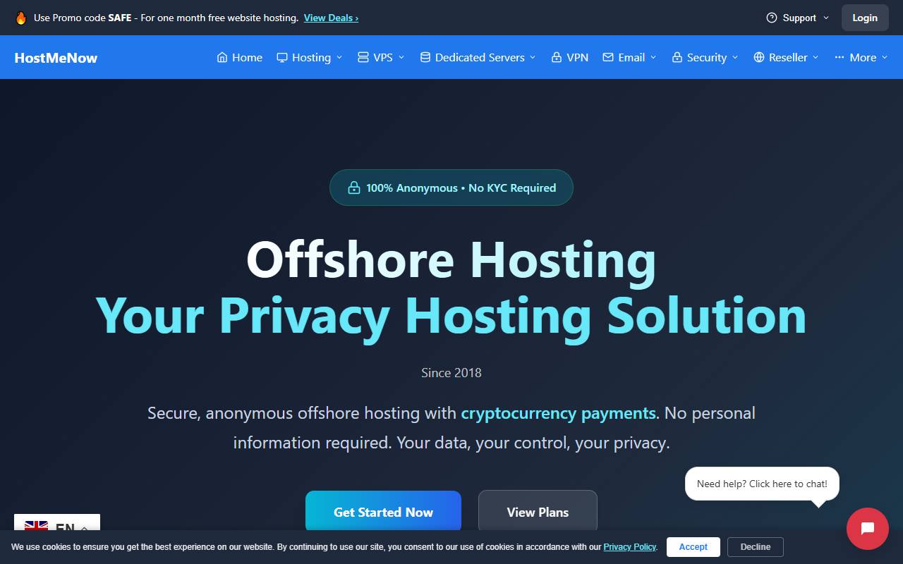 HostMeNow website screenshot