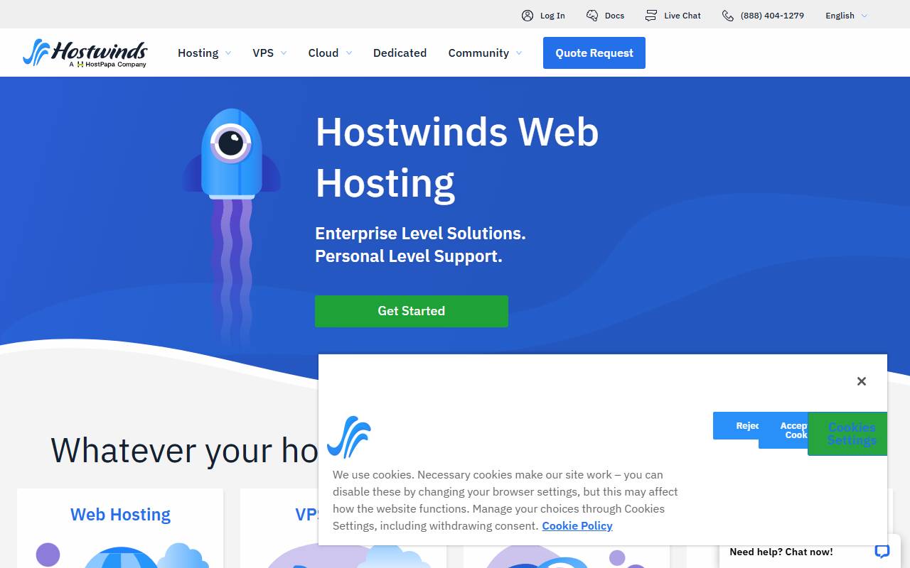 Hostwinds website screenshot