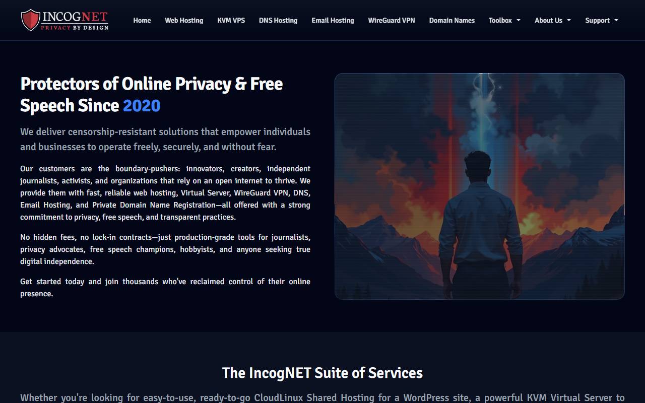 IncogNET website screenshot
